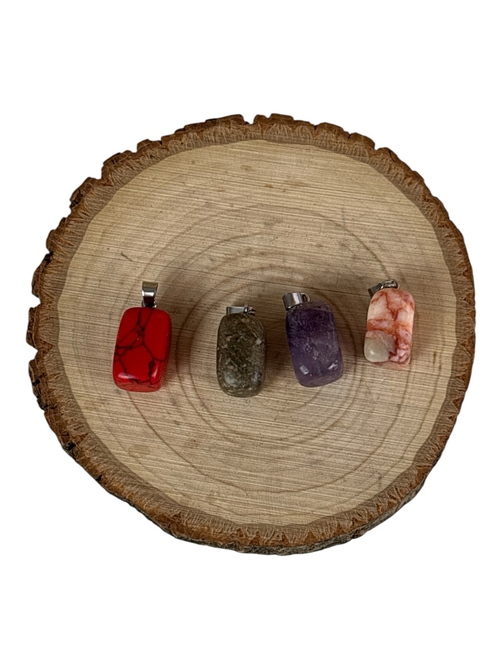 Bohemian Natural gemstones Pendant - Red, Green, amethyst, Pink